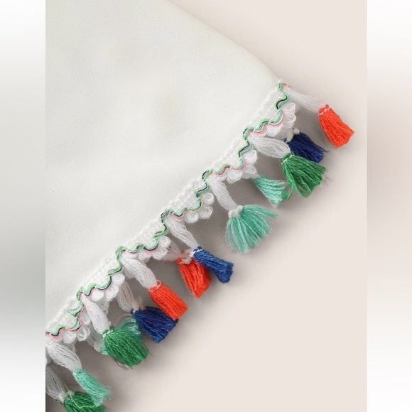 BloomChic Plus Size Lace Collar Woven Ribbon Colored Tassel Trim Belted Dress - Picture 5 of 8